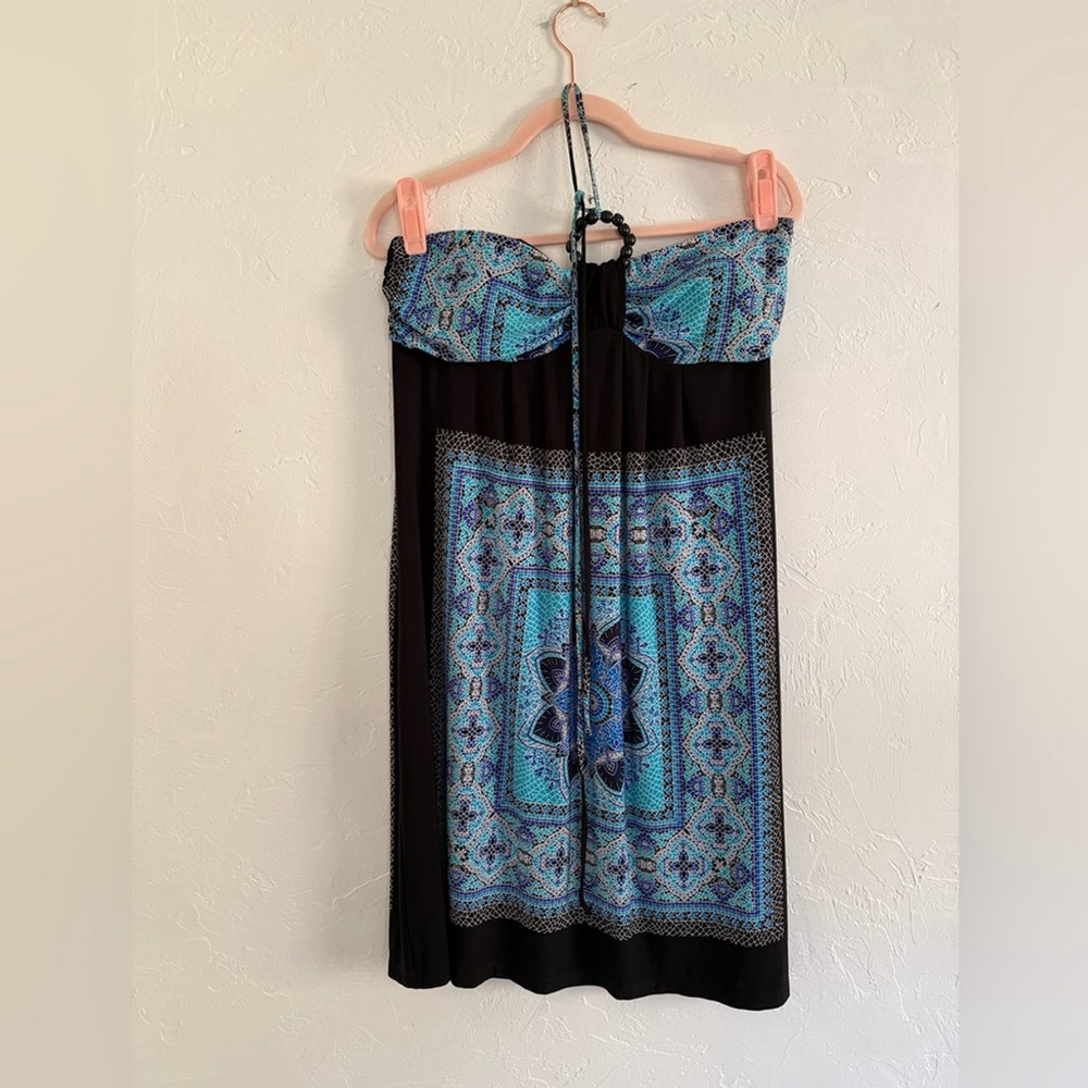 Enfocus Studio Blue Mosaic Halter Neck Dress Size 12